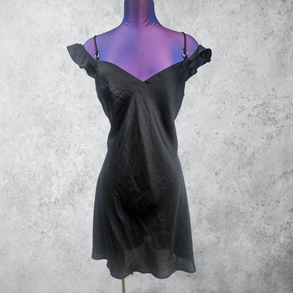 Intimately Free People What I Want Black Ruffle Slip Dress OB941590 XL NWT B106